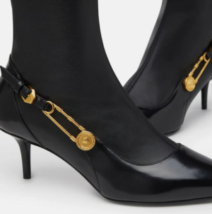 Alternative view of Giày Versace Safety Pin Leather Knee-High Boots DST475H-DNA28-D41OH