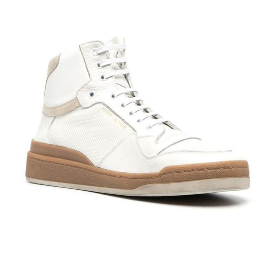 Giày Saint Laurent SL24 Mid-Top Leather White 61061804GA09298 - Ảnh 4