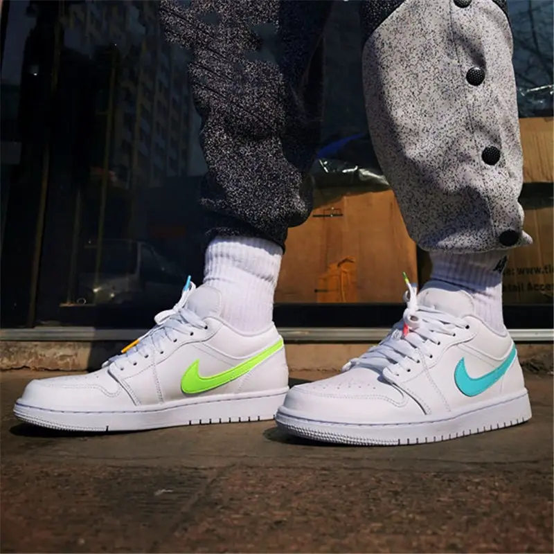Alternative view of Giày Nike Air Jordan 1 Low White Multi-Color Swoosh CW7033-100