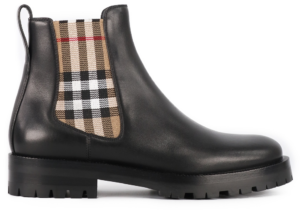 Giày Burberry Vintage Check Detail Leather Chelsea Boot Black 8042363