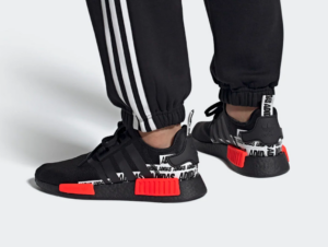Alternative view of Giày Adidas NMD R1 'Wordmark Heel Stripe Black Solar Red' FX6794