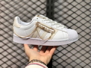 Giay Adidas Superstar Cloud White 'Off White Gold Metallic' GZ3386