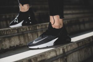 Alternative view of Nike Air Max 270 Flyknit 'Black White' AH6803-001