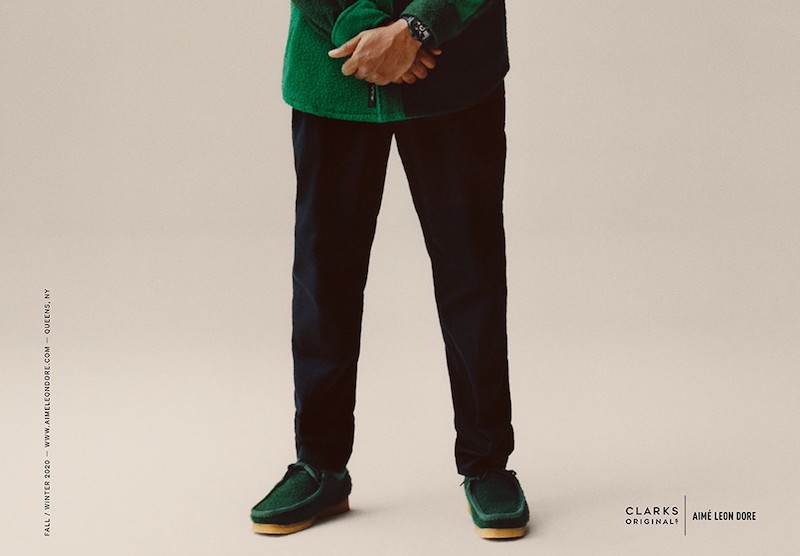 Giay Clarks x Aime Leon Dore Wallabee Casentino Wool 'Dark Green' 261-60880