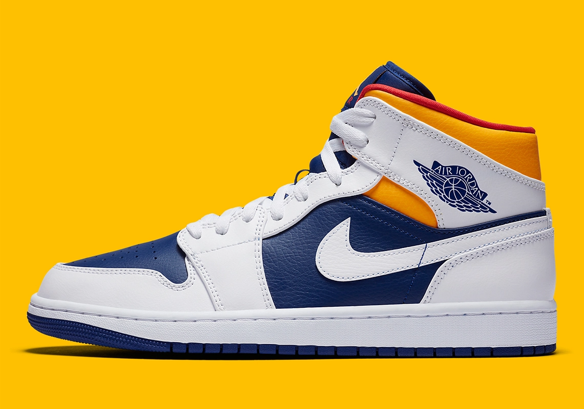 Giày Nike Air Jordan 1 Mid 'White Deep Royal Blue' 554724-131 - Ảnh 9