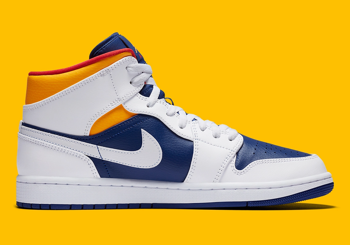 Giày Nike Air Jordan 1 Mid 'White Deep Royal Blue' 554724-131 - Ảnh 8
