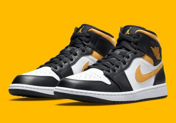 Giày Nike Air Jordan 1 Mid 'Black University Gold' 554724-177 - Ảnh 7