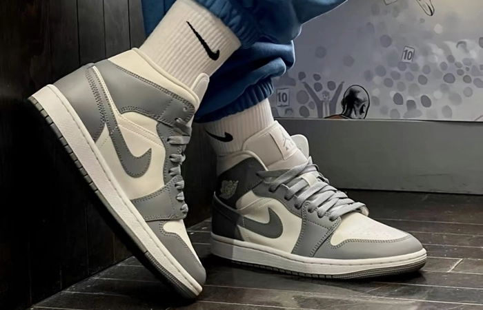 Giày Nike Air Jordan 1 Mid 'Grey Sail' BQ6472-115 - Ảnh 7