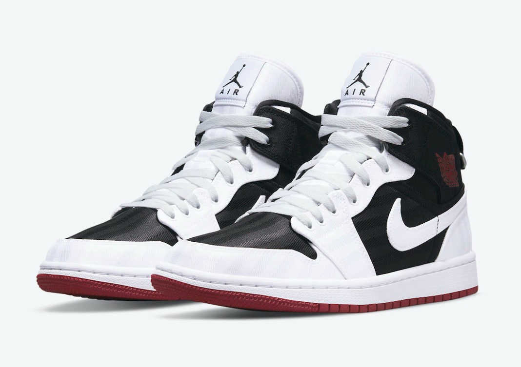 Giày Nike Wmns Air Jordan 1 Mid SE Utility 'White Black Gym Red' DD9338-016 - Ảnh 7