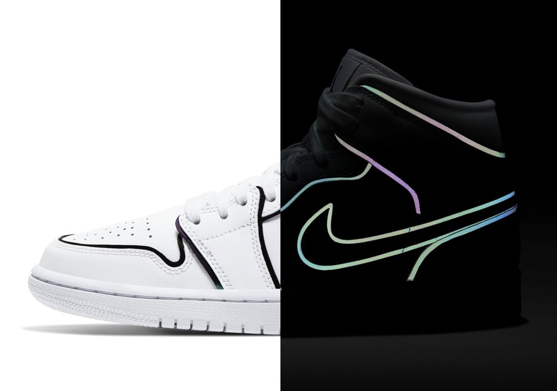 Giày Nike Air Jordan 1 Mid 'Iridescent Reflective White' CK6587-100 - Ảnh 6