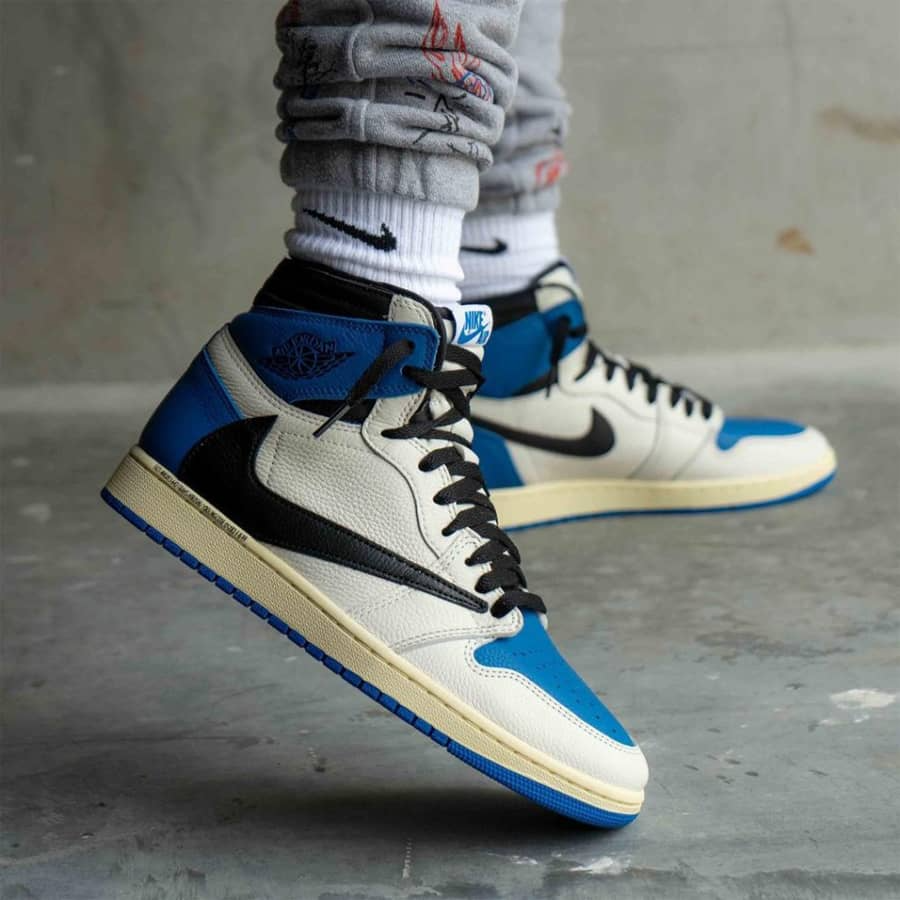 Giày Nike Fragment Design x Travis Scott x Air Jordan 1 Retro High 'Military Blue' DH3227-105 - Ảnh 2
