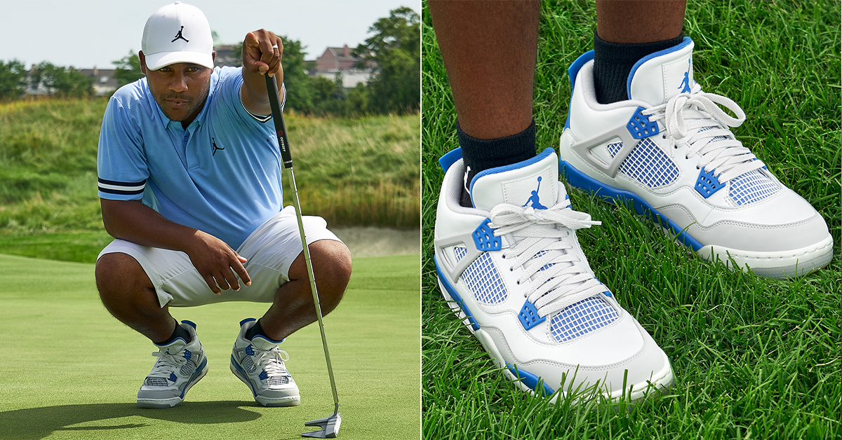 Giày Golf Nike Air Jordan 4 Golf 'Military Blue' CU9981-101 - Ảnh 4