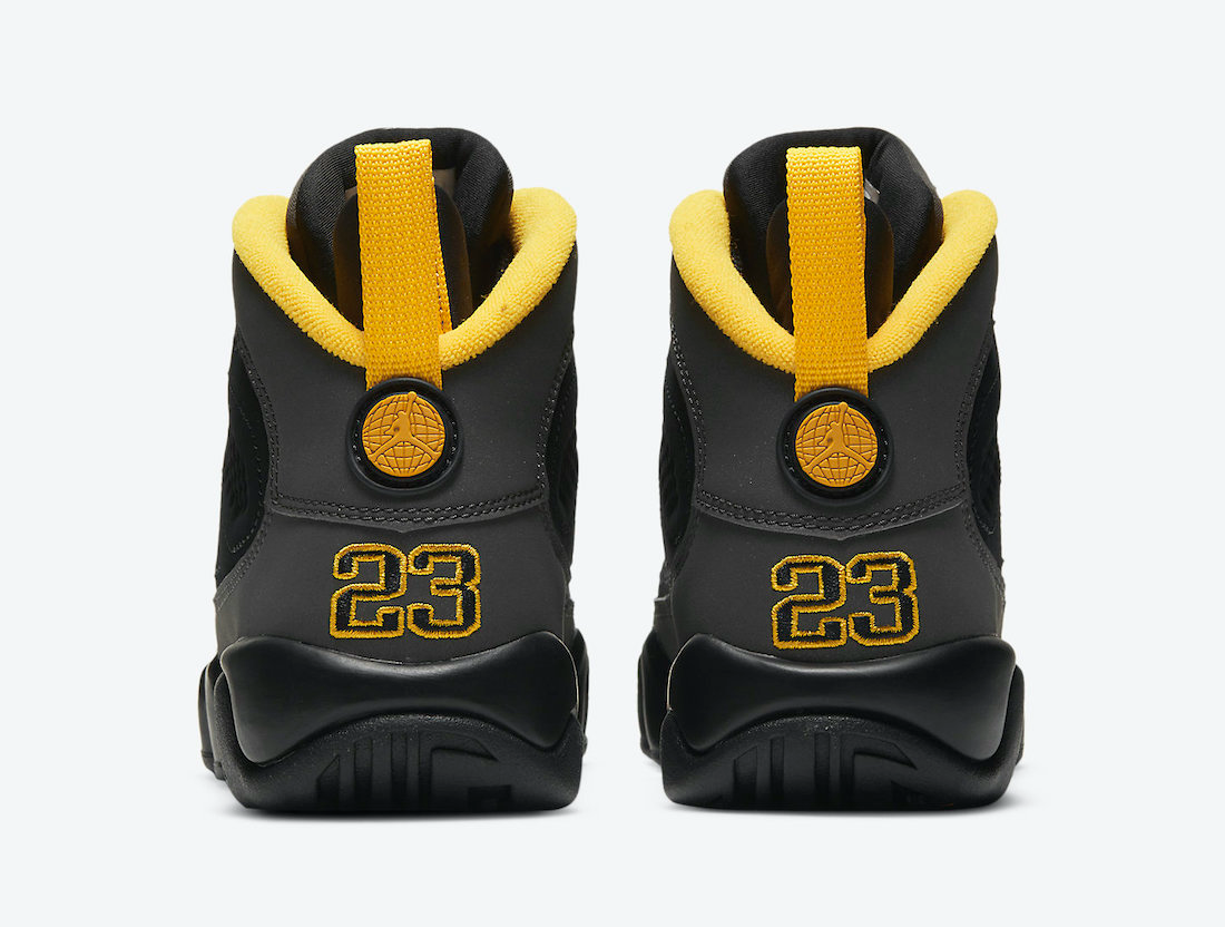 Giày Nike Air Jordan 9 Retro GS 'Dark Charcoal University Gold' 302359-070 - Ảnh 5