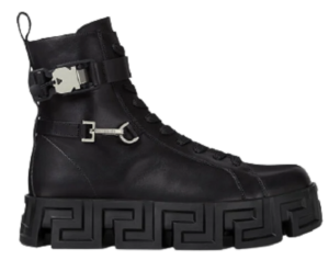 Giày Versace Greca Labyrinth Leather Boots Black 1000791-1A00633-1B00B