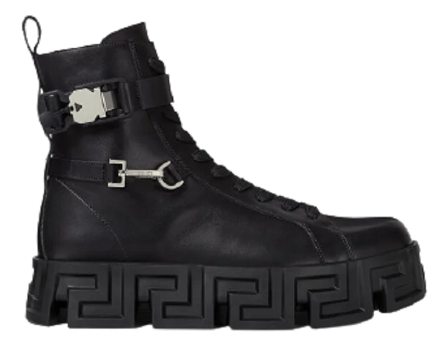 Giày Versace Greca Labyrinth Leather Boots Black 1000791-1A00633-1B00B