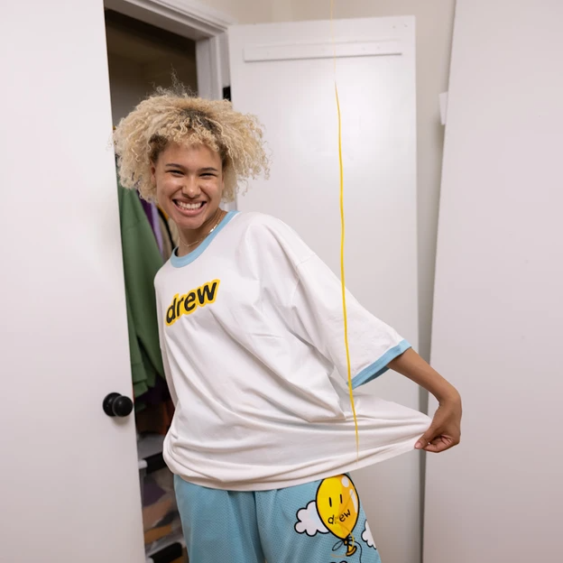 Áo Drew House Oversized Secret SS Ringer Tee White Sea Blue - Ảnh 5