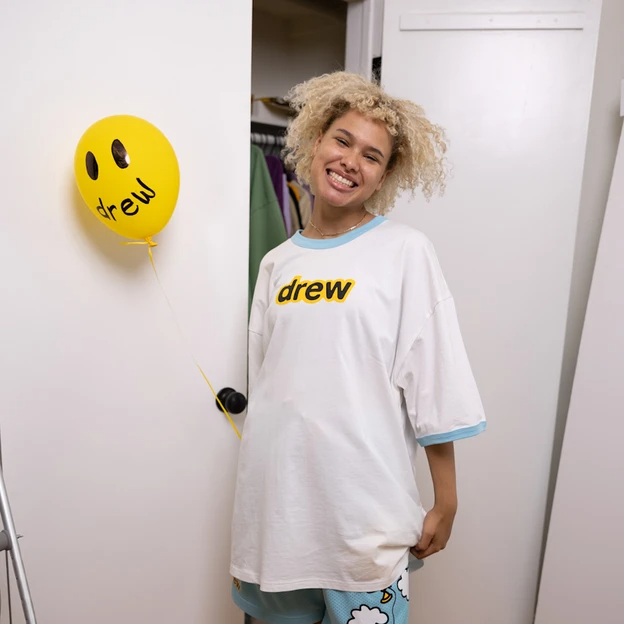 Áo Drew House Oversized Secret SS Ringer Tee White Sea Blue - Ảnh 6