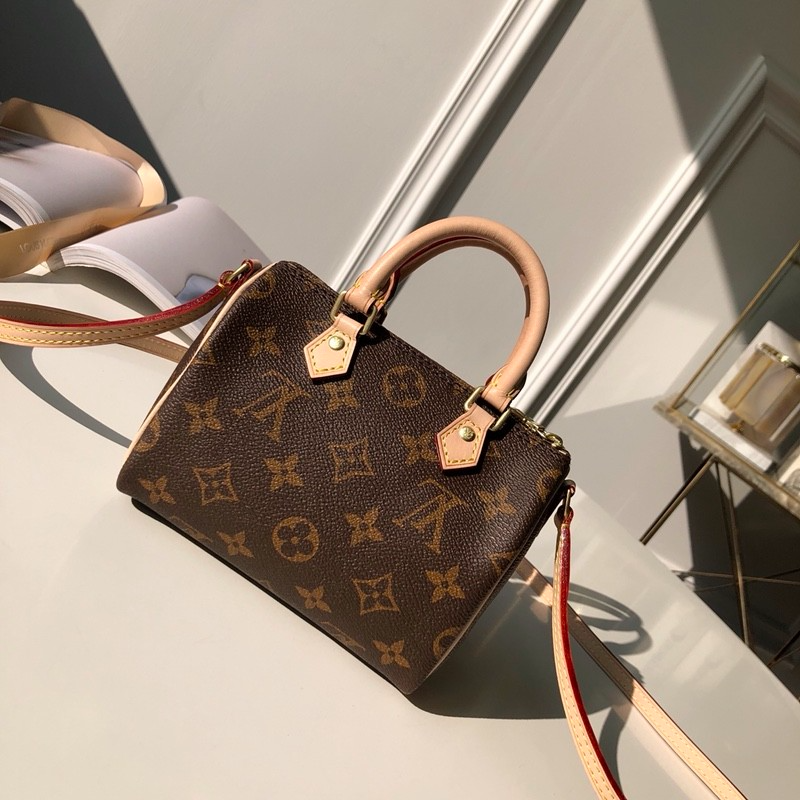 Túi Louis Vuitton Nano Speedy Monogram Canvas Brown Handbag M61252 - Ảnh 6