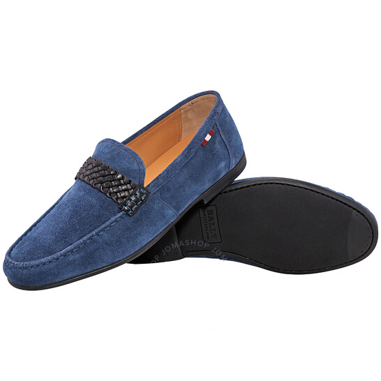 Giày Bally Crusader Suede Bovine Moccasin 'Blue' 6231442 - Ảnh 2