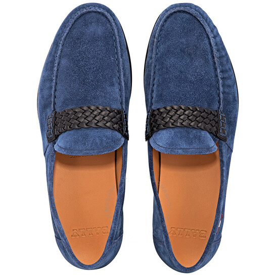 Giày Bally Crusader Suede Bovine Moccasin 'Blue' 6231442 - Ảnh 3
