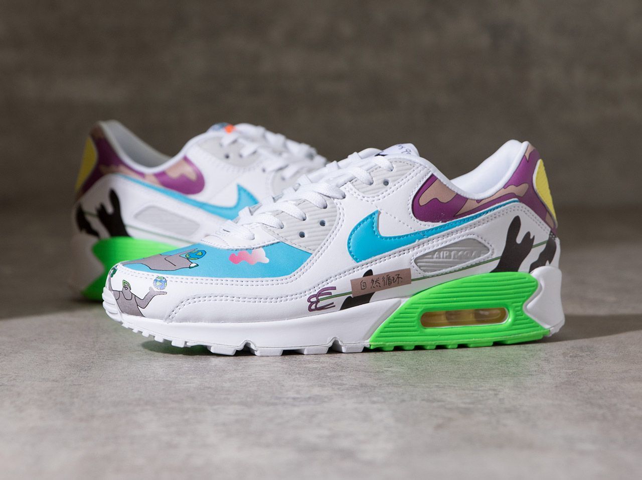 Giày Ruohan Wang x Nike Air Max 90 Flyleather 'Multicolor' CZ3992-900 - Ảnh 7