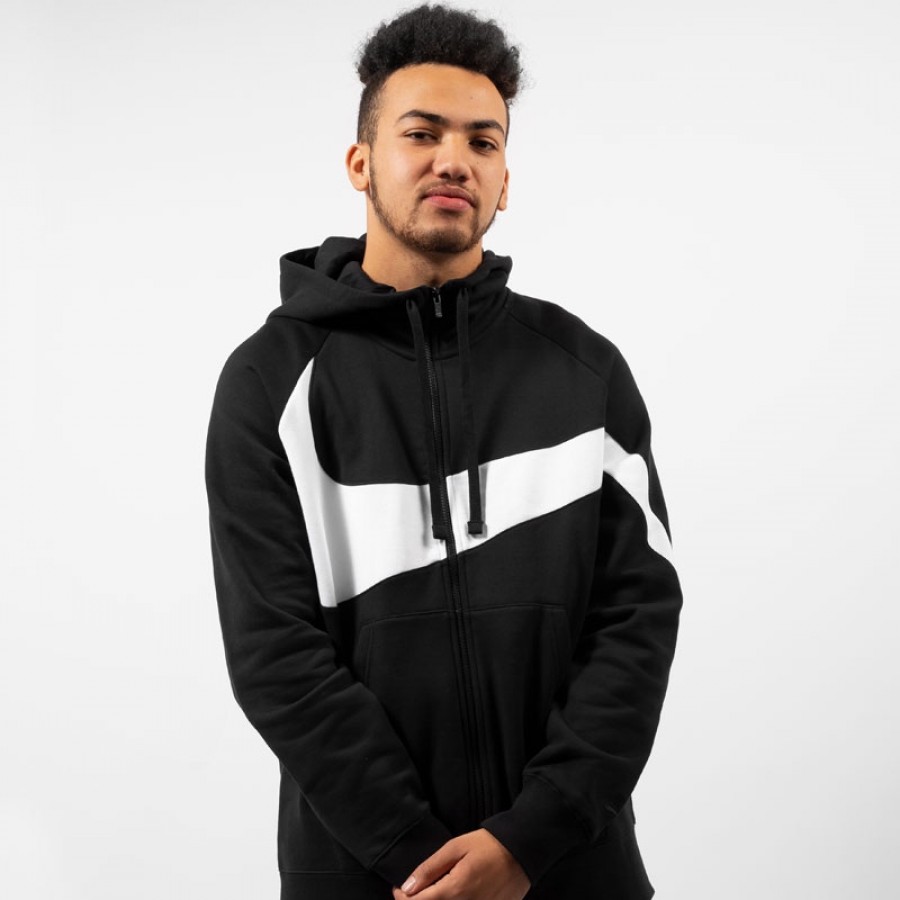 Áo Nike Sportswear Big Swoosh Fleece Sweater 'Black White' BQ6458-010 - Ảnh 4