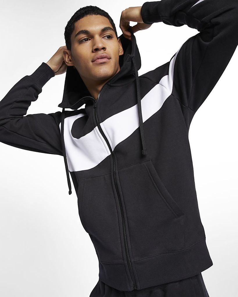 Áo Nike Sportswear Big Swoosh Fleece Sweater 'Black White' BQ6458-010 - Ảnh 3