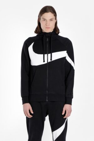 Alternative view of Áo Nike Sportswear Big Swoosh Fleece Sweater 'Black White' BQ6458-010