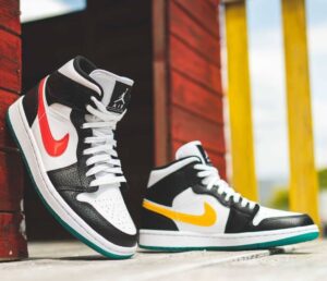 Alternative view of Giày Nike Air Jordan 1 Mid 'Alternate Swooshes Red Yellow' BQ6472-063