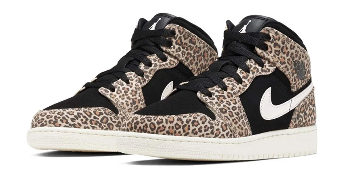 Giày Nike Air Jordan 1 Mid SE GS 'Leopard' BQ6931-021 - Ảnh 4