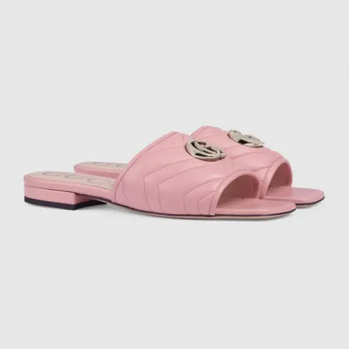 Alternative view of Dép Gucci Double G Matelasse Leather Pink 627827-BKO00-5815