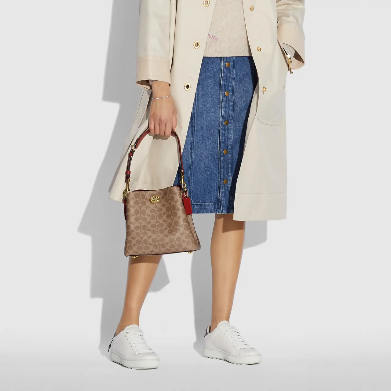 Alternative view of Túi Coach Willow 21 Bucket Bag Canvas Beige Brown C3890 B4NQ4