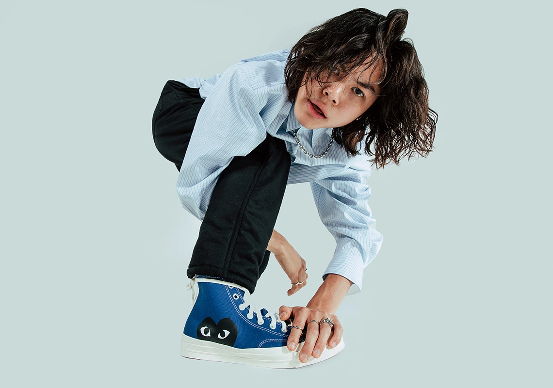 Giày Converse Comme des Garçons PLAY x Chuck 70 High 'Blue Quartz' 171846C - Ảnh 5