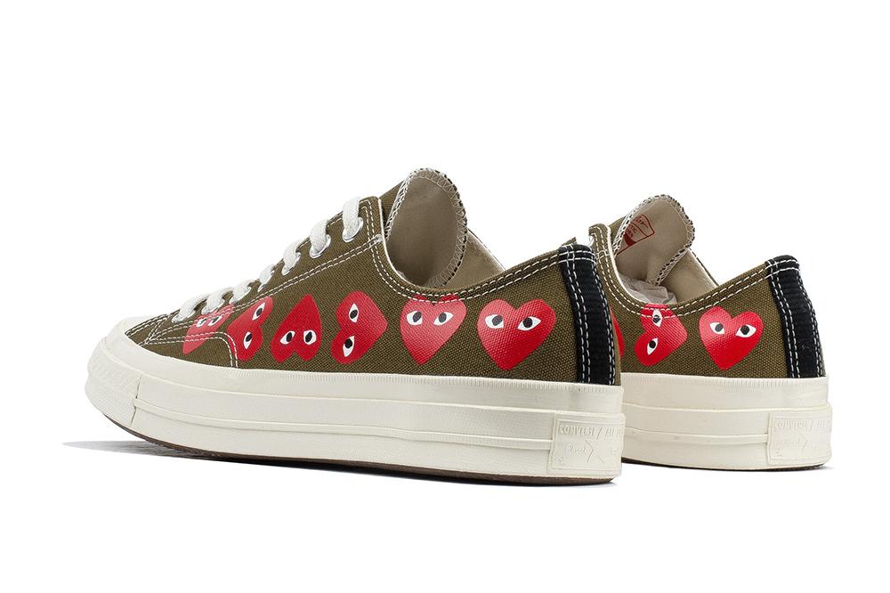 Giày Converse x Play Comme des Garcons Chuck 70 Ox Multi Heart Green 162976C - Ảnh 8