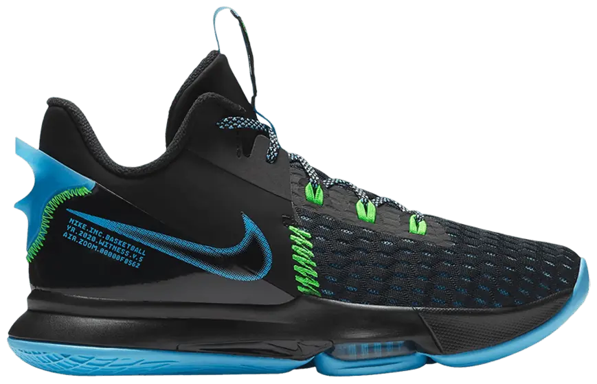 Giày Nike LeBron Witness 5 'Black Light Blue Fury' CQ9380-004