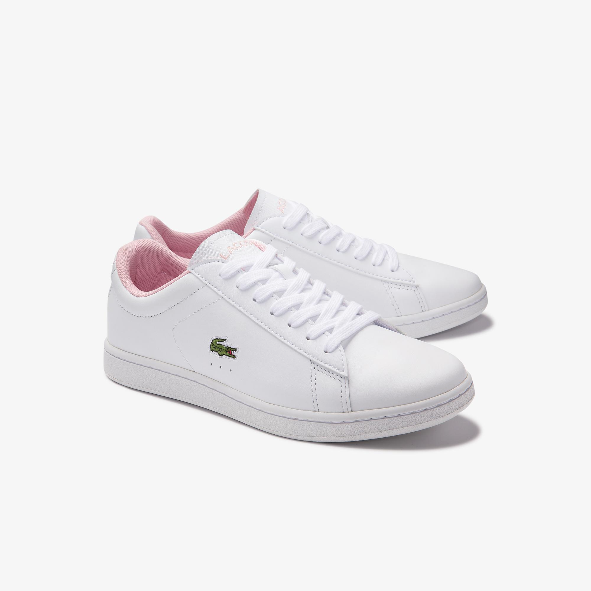 Giày Lacoste Women's Carnaby Evo Leather and Synthetic Sneakers White Pink 740SFA0037-1Y9 - Ảnh 2