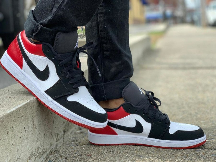 Giày Nike Air Jordan 1 Low GS 'Black Toe' 553560-116 - Ảnh 6