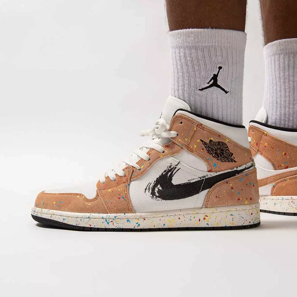 Giày Nike Air Jordan 1 Mid SE 'Brushstroke Paint Splatter' DA8005-100 - Ảnh 6