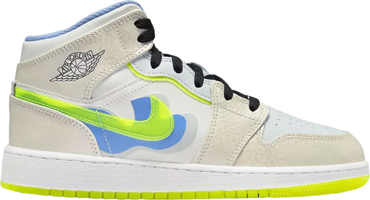 Giay Nike Air Jordan 1 Mid SE GS 'Warped Swoosh' DV1314-017