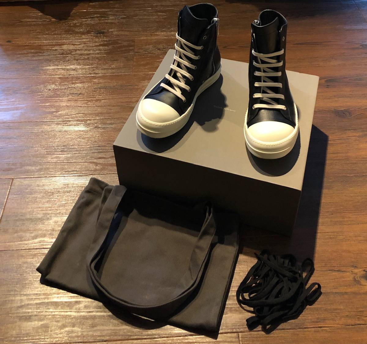 Giày Rick Owens Ramones High 'Black Leather' RU17S9890 - Ảnh 2