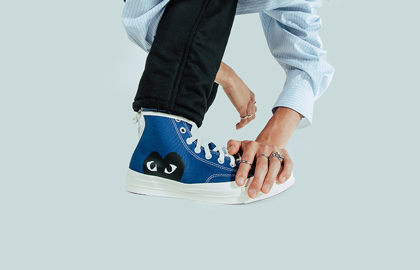 Giày Converse Comme des Garçons PLAY x Chuck 70 High 'Blue Quartz' 171846C - Ảnh 6