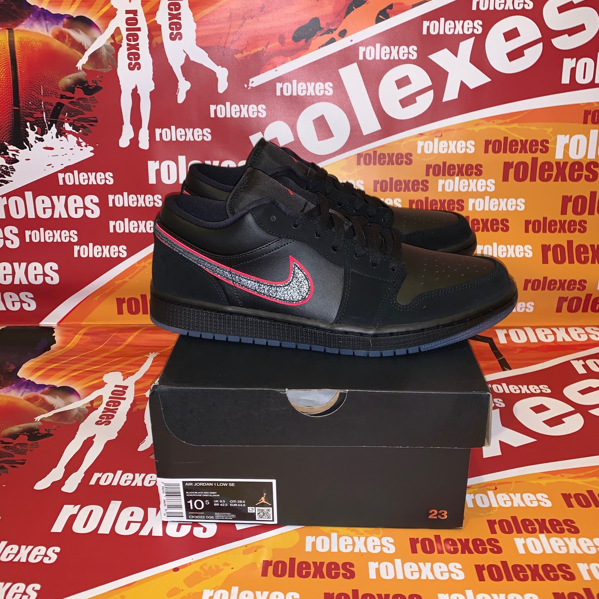 Giày Nike Air Jordan 1 Low Black Red Orbit CK3022-006 - Ảnh 4
