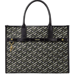 Túi Versace La Greca Signature Tote Black Khaki 1001855-1A01444-5B15V