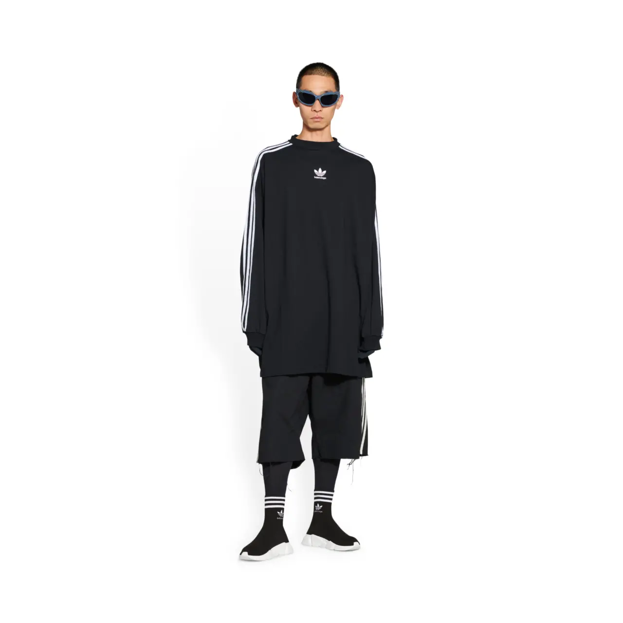 Giay Balenciaga x Adidas Speed 'Black White' 711189WBDV11090