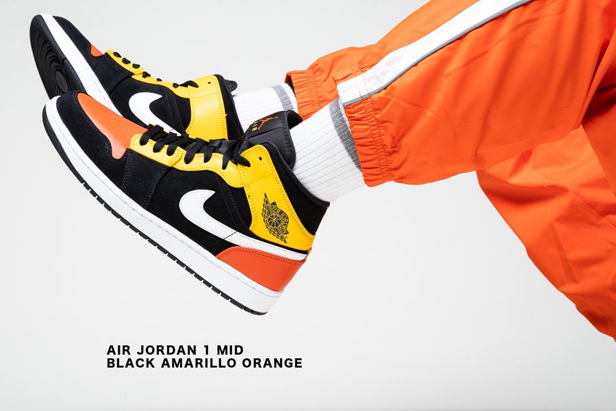 Giày Nike Air Jordan 1 Mid 'Black Amarillo Orange' 852542-087 - Ảnh 6