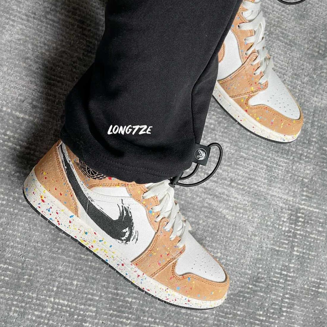 Giày Nike Air Jordan 1 Mid SE GS 'Brushstroke Paint Splatter' DA8006-100 - Ảnh 2