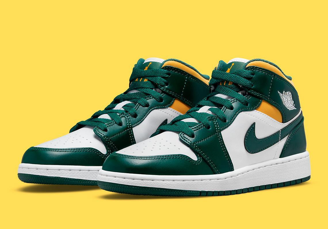Giày Nike Air Jordan 1 Mid 'Green Yellow' 554724-371 - Ảnh 11