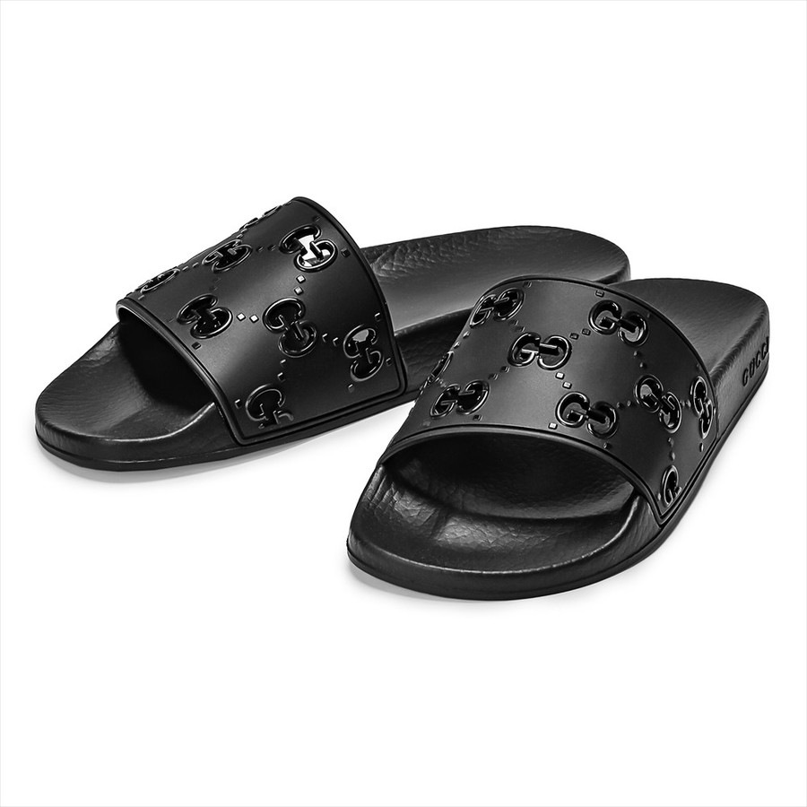 Dép Gucci Wmns Rubber GG Slide 'Black' 573922-JDR00-1000 - Ảnh 4