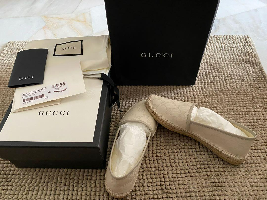 Alternative view of Giày Gucci Monogram Signature Espadrilles 35 Off White 466902-FV590-9073
