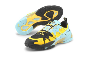 Alternative view of Giày Puma LQDCELL Omega Striped Knit 'Black Ultra Yellow' 371476-06